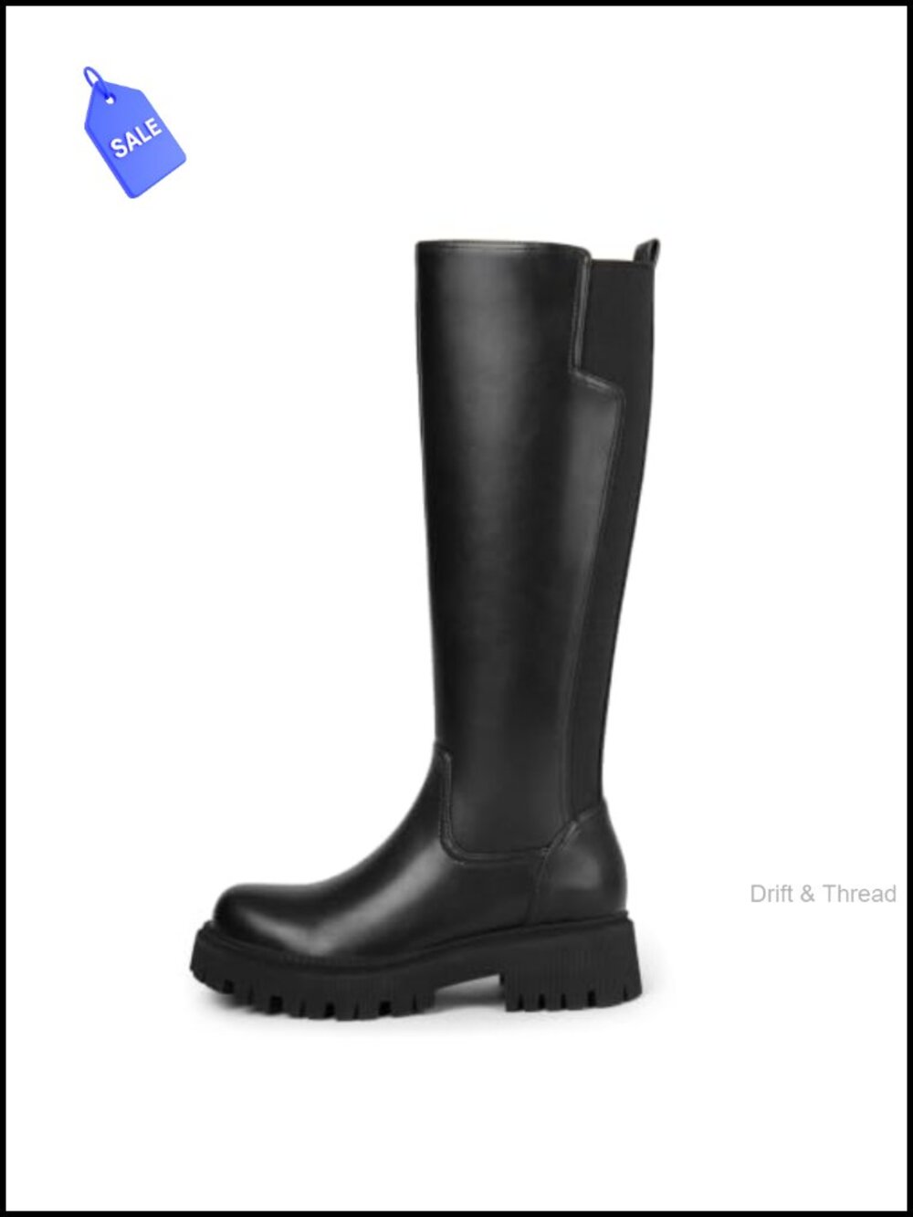 Womens Low Block Heel Platform Stretch Knee High Boots Side Zipper